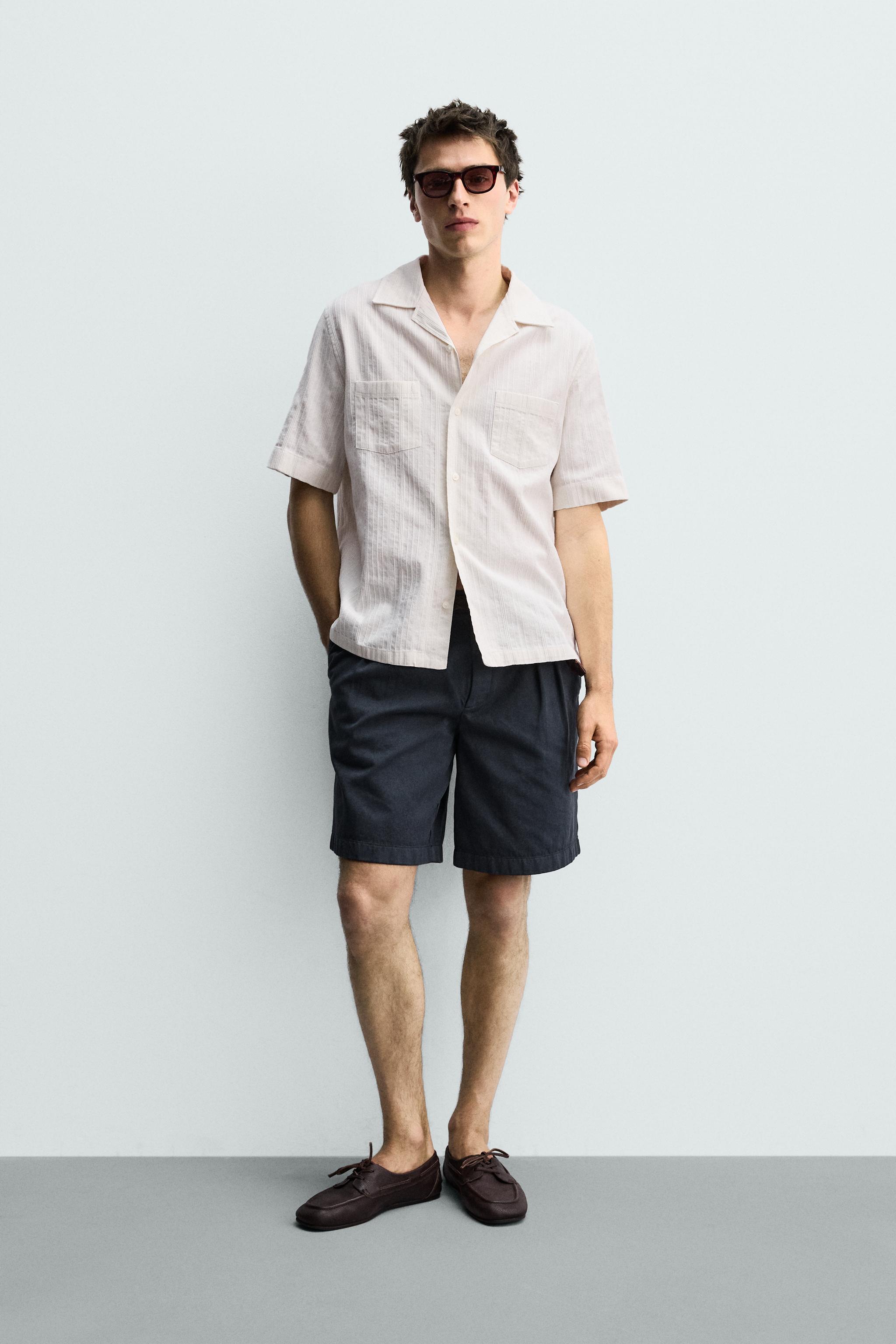 RELAXED FIT STRIPED JACQUARD SHIRT